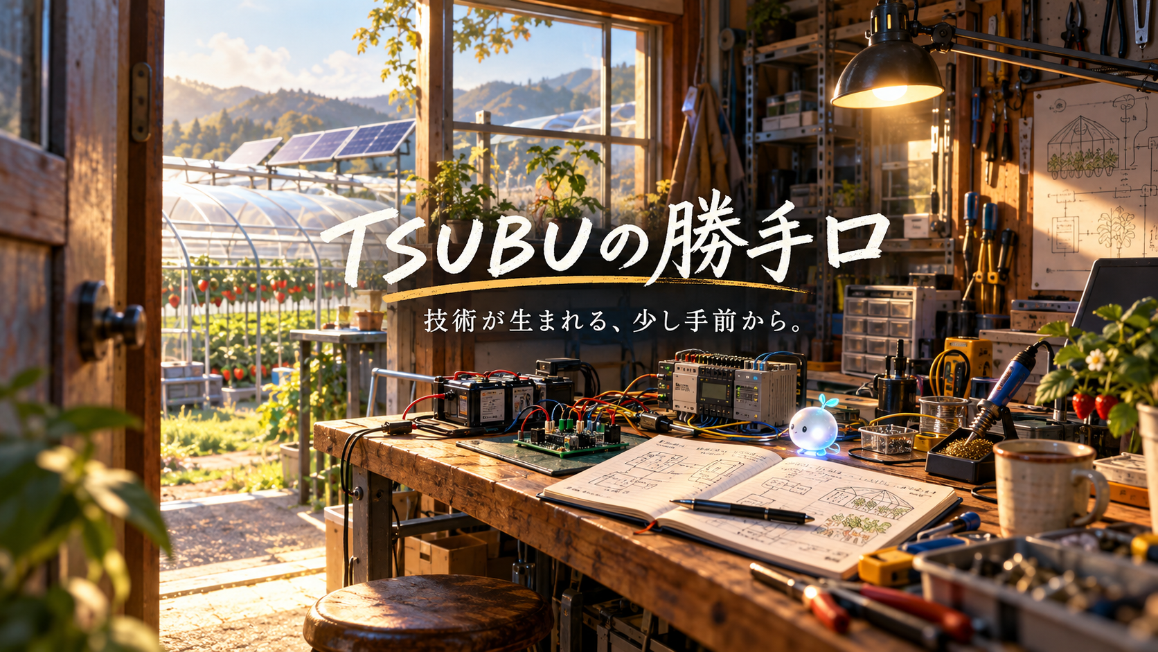 TSUBU workshop with circuits, PLC and strawberry greenhouse